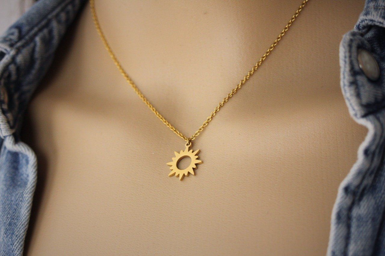 Collier Pendentif Acier Soleil India • Z Comme Zen