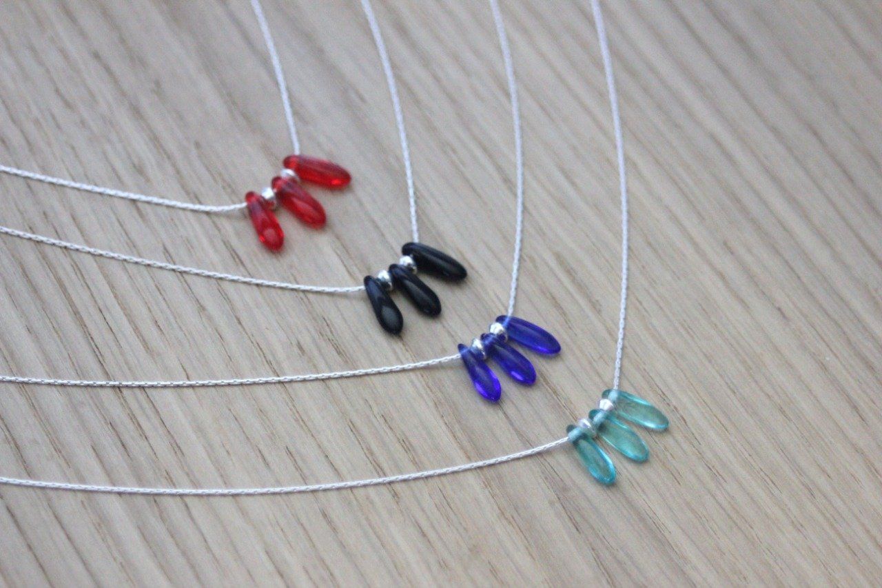 Collier argent massif 3 dagues et perles argent