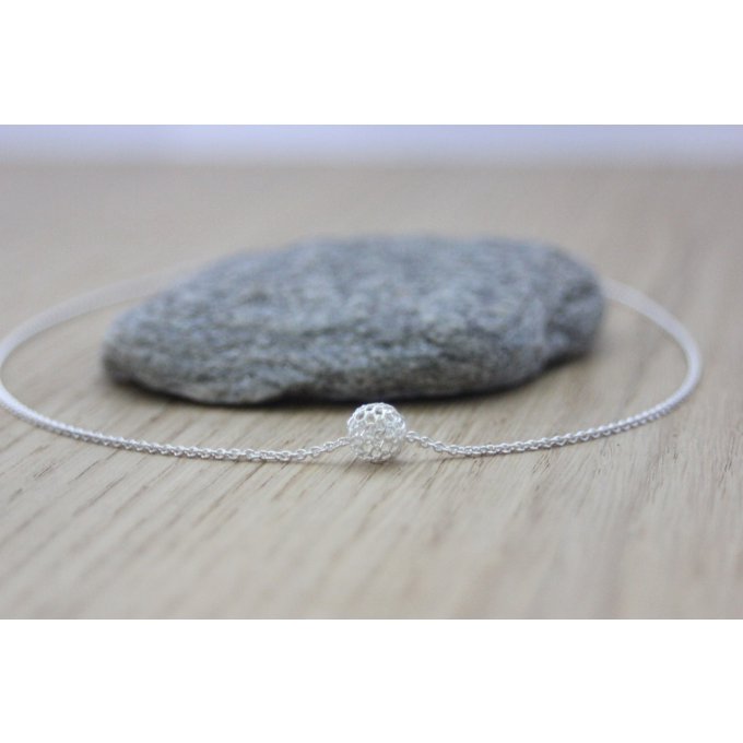 collier perle boule en argent