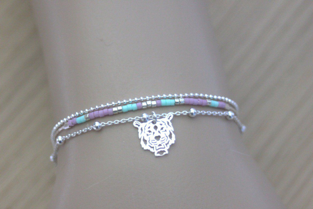 Ensemble de 2 bracelets en argent miyuki et tigre