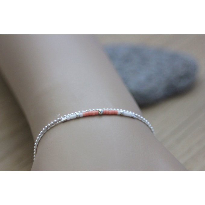 bracelet multi-rangs argent massif et miyuki