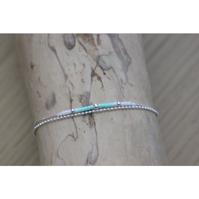 bracelet multi-rangs en argent massif et miyuki