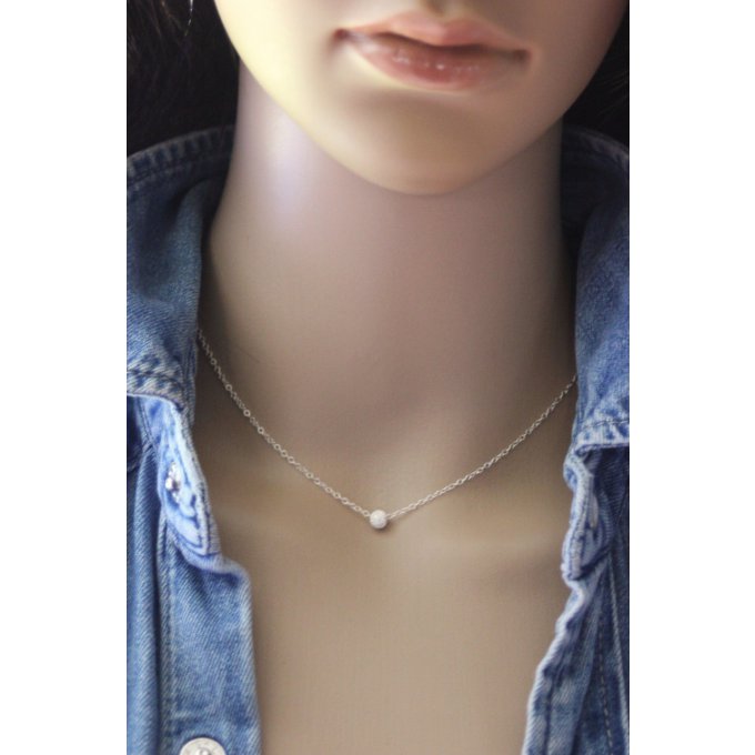 collier perle boule argent