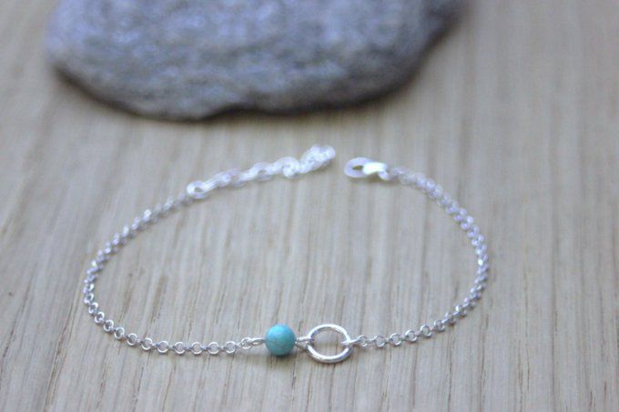 Ensemble de 2 bracelets en argent anneau, trèfle et turquoise