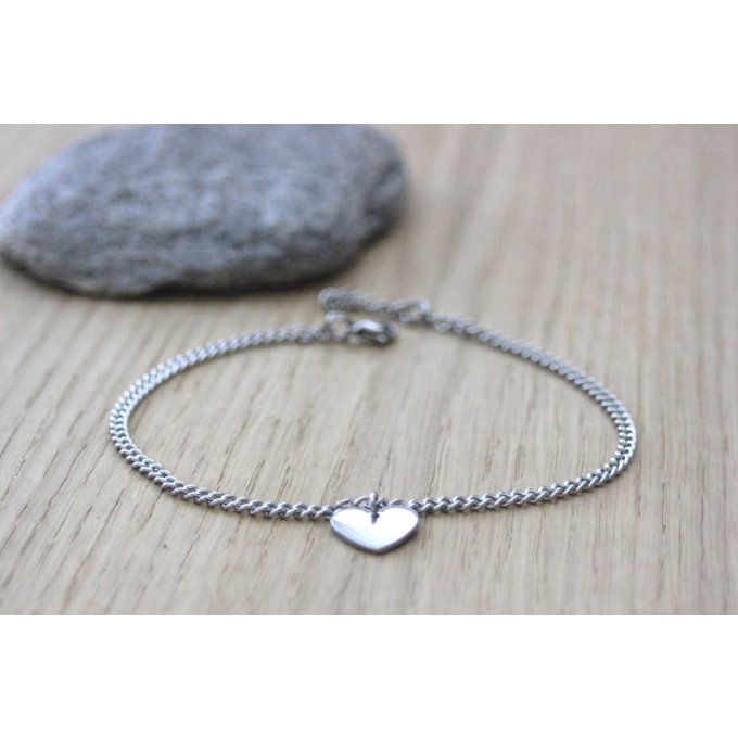 Bracelet de cheville breloque coeur en acier