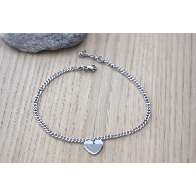 Bracelet de cheville breloque coeur en acier