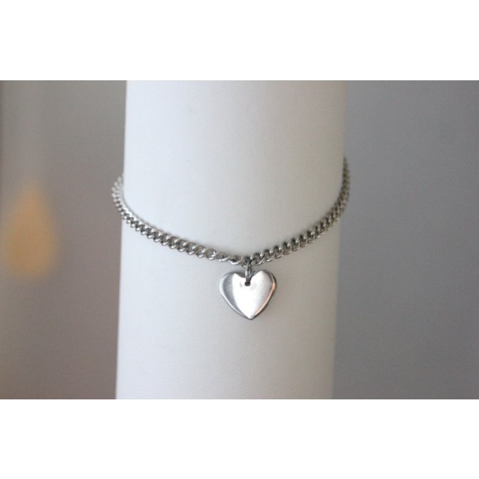 Bracelet de cheville breloque coeur en acier