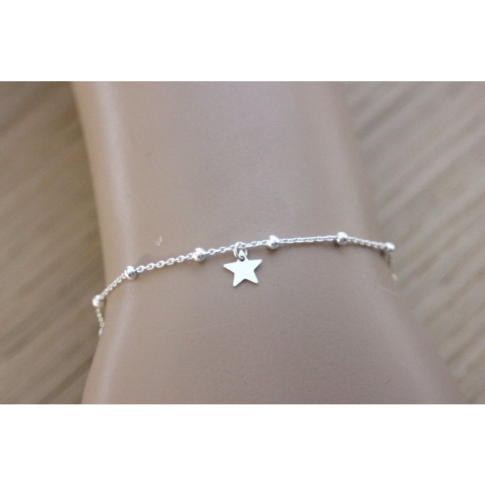 Bracelet argent massif breloque petite étoile