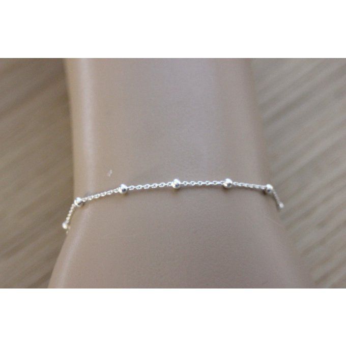 Bracelet argent massif chaine perlée