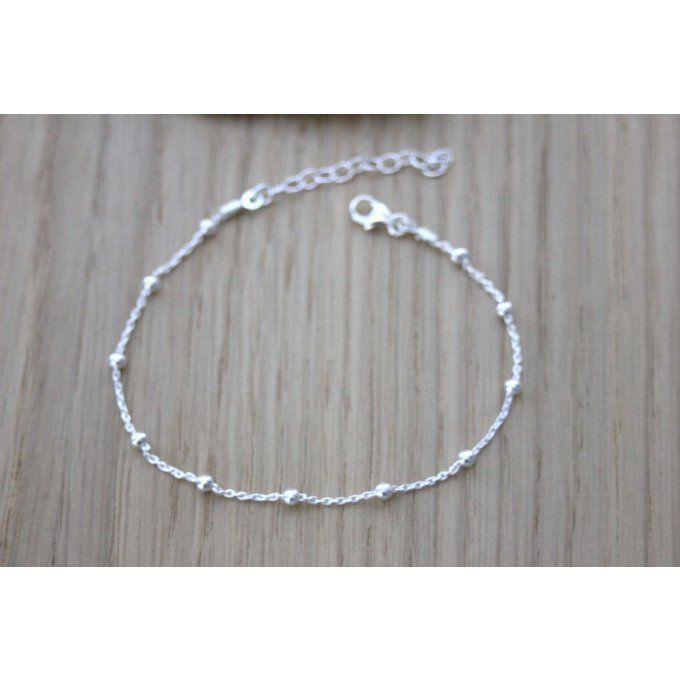 Bracelet argent massif chaine perlée