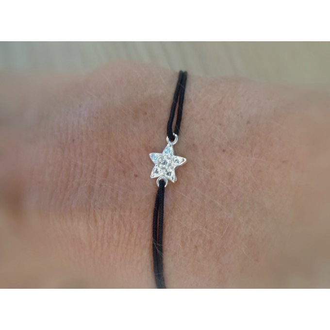 bracelet cordon coulissant étoile en argent