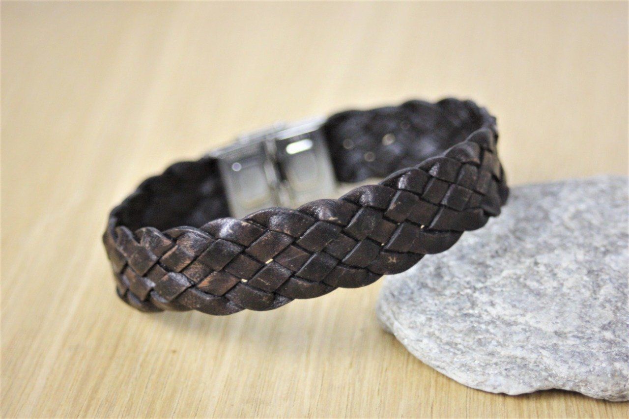 Bracelet cuir homme fermoir acier (choco)