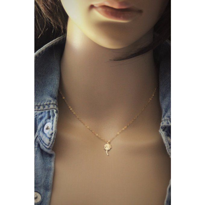 Collier en or Gold Filled pendentif palmier