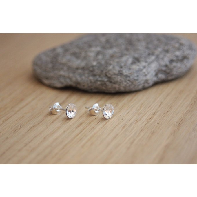 Clous d'oreilles en argent et cristal Swarovski