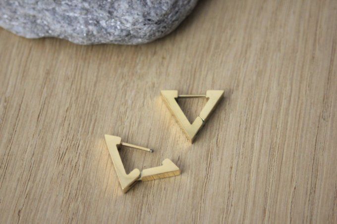 Boucles d'oreilles triangles en acier inoxydable doré