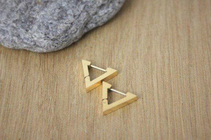 Boucles d'oreilles triangles en acier inoxydable doré