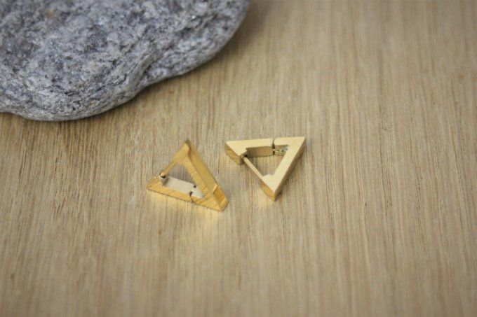 Boucles d'oreilles triangles en acier inoxydable doré