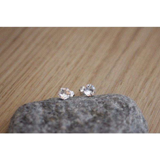 Clous d'oreilles en argent et cristal Swarovski