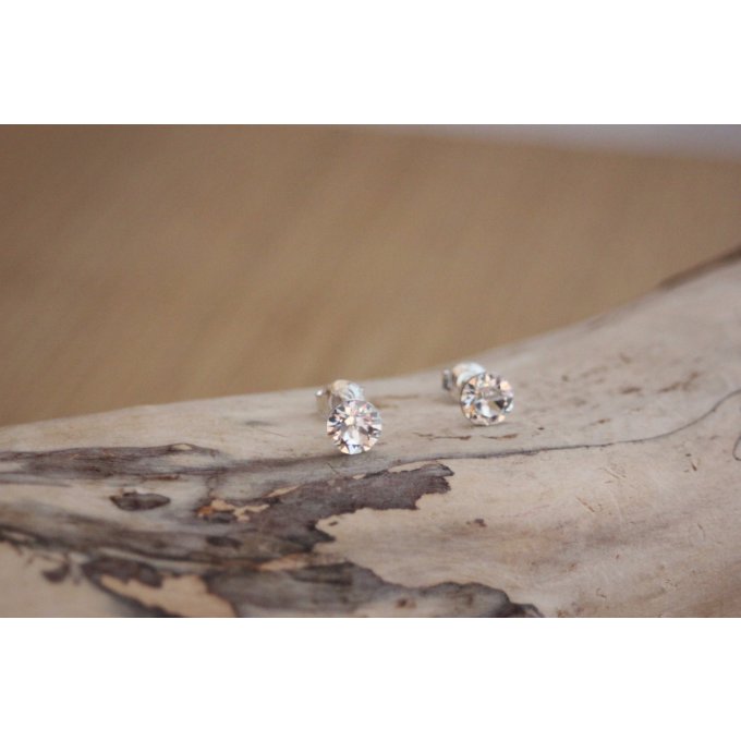 Clous d'oreilles en argent et cristal Swarovski