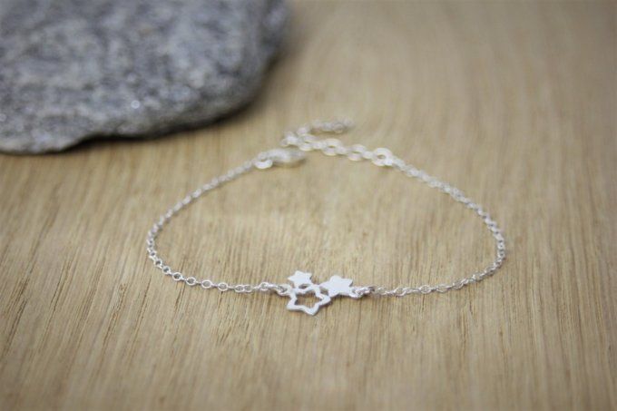 Bracelet minimaliste 3 petites étoiles argent massif 