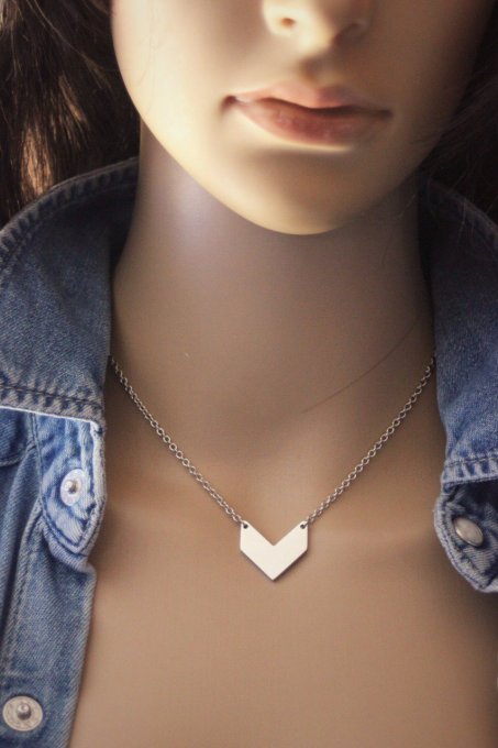 Collier en acier inoxydable chevron à graver 