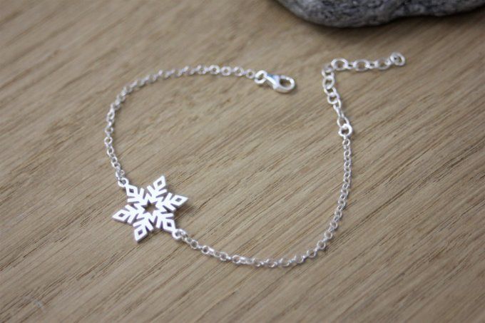 Bracelet argent massif flocon de neige