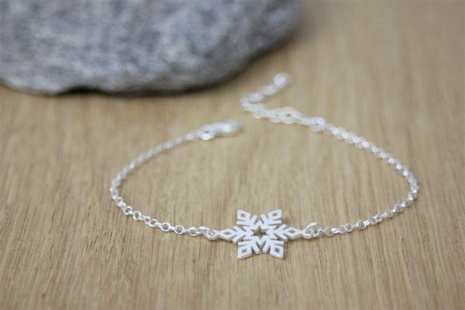 Bracelet argent massif flocon de neige