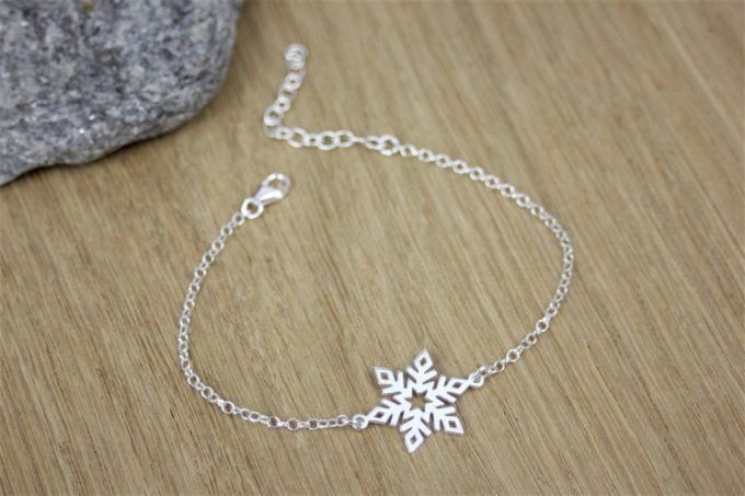 Bracelet argent massif flocon de neige