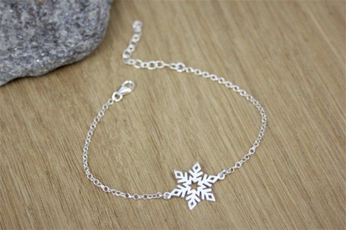 Bracelet argent massif flocon de neige