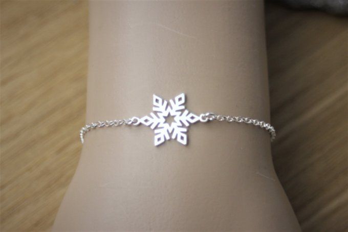 Bracelet argent massif flocon de neige