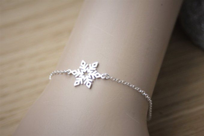 Bracelet argent massif flocon de neige