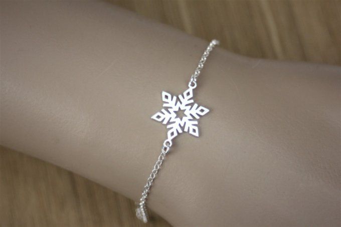 Bracelet argent massif flocon de neige