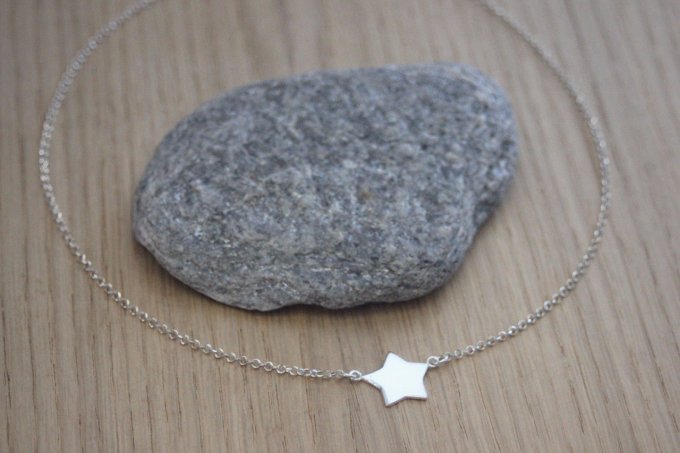 Collier argent massif connecteur étoile  à graver