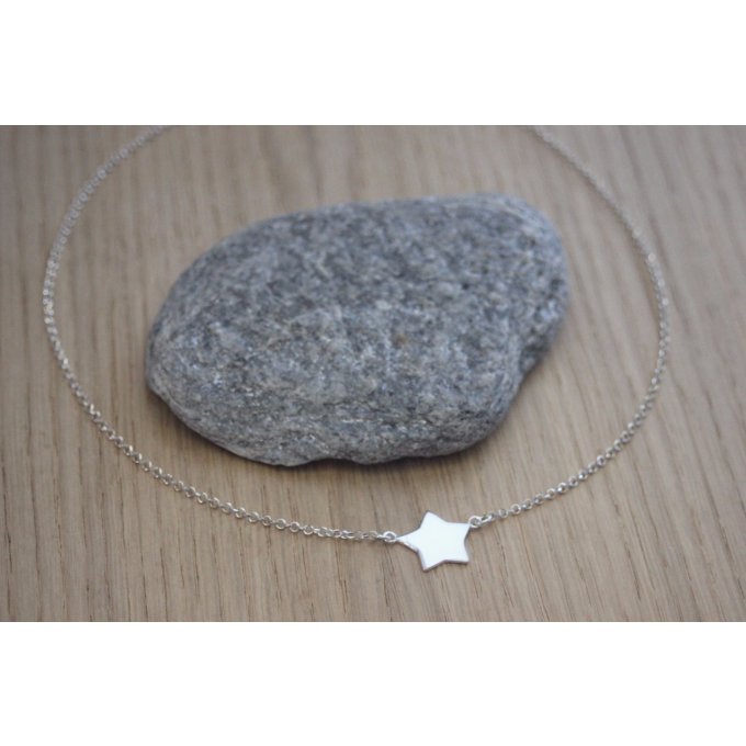 Collier argent massif connecteur étoile 