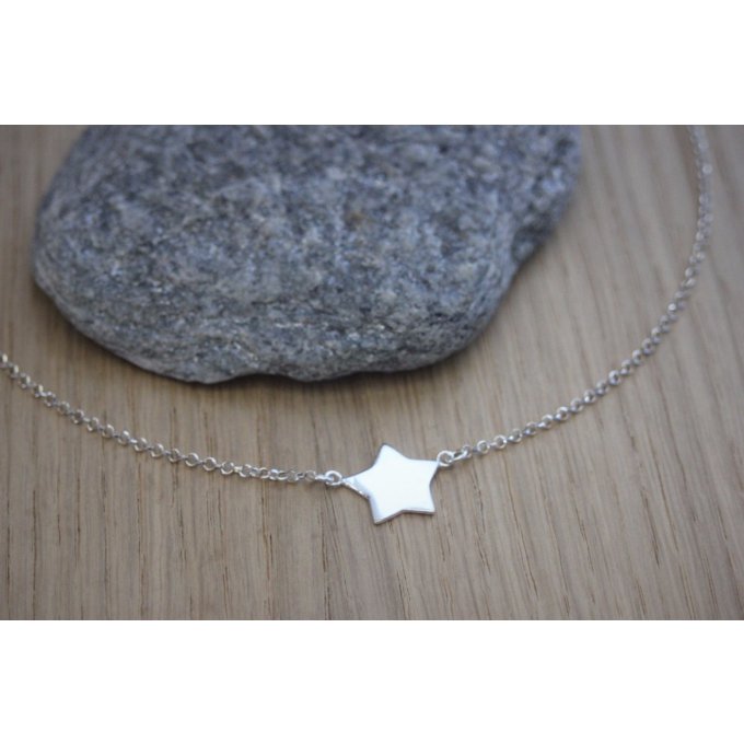 Collier argent massif connecteur étoile 