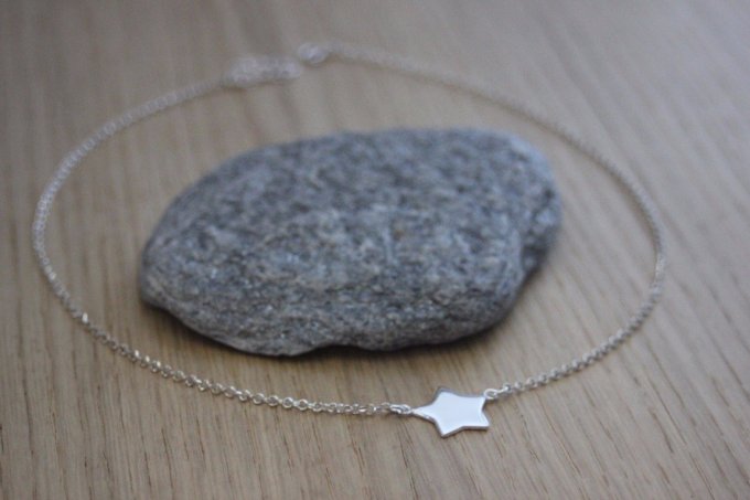 Collier argent massif connecteur étoile  à graver