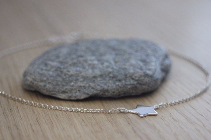 Collier argent massif connecteur étoile  à graver
