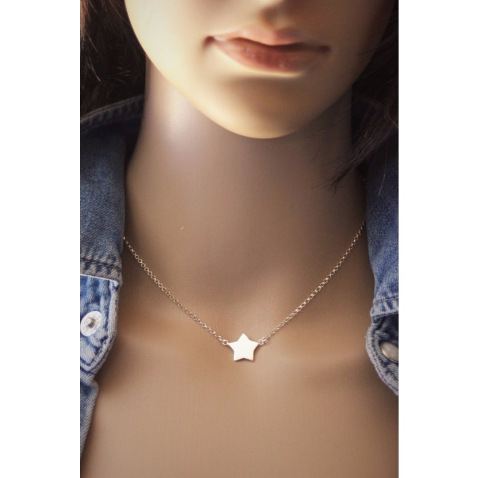 Collier argent massif connecteur étoile 