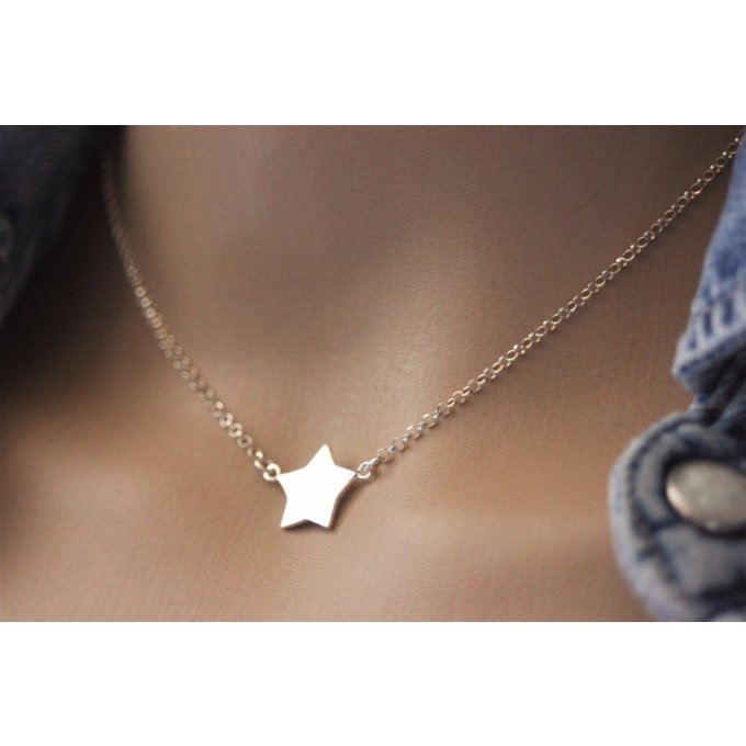 Collier argent massif connecteur étoile 