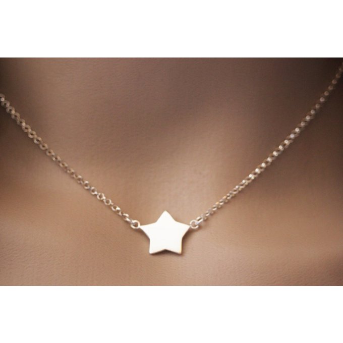 Collier argent massif connecteur étoile 