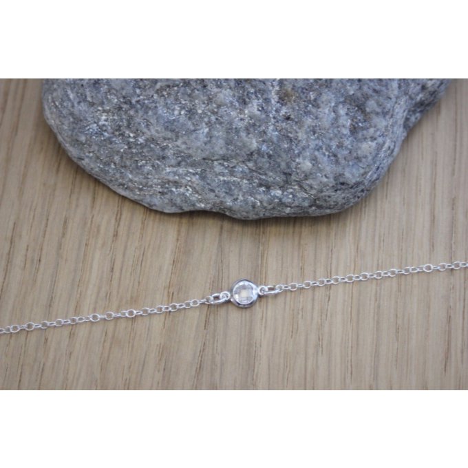 Collier argent massif connecteur argent et zircon