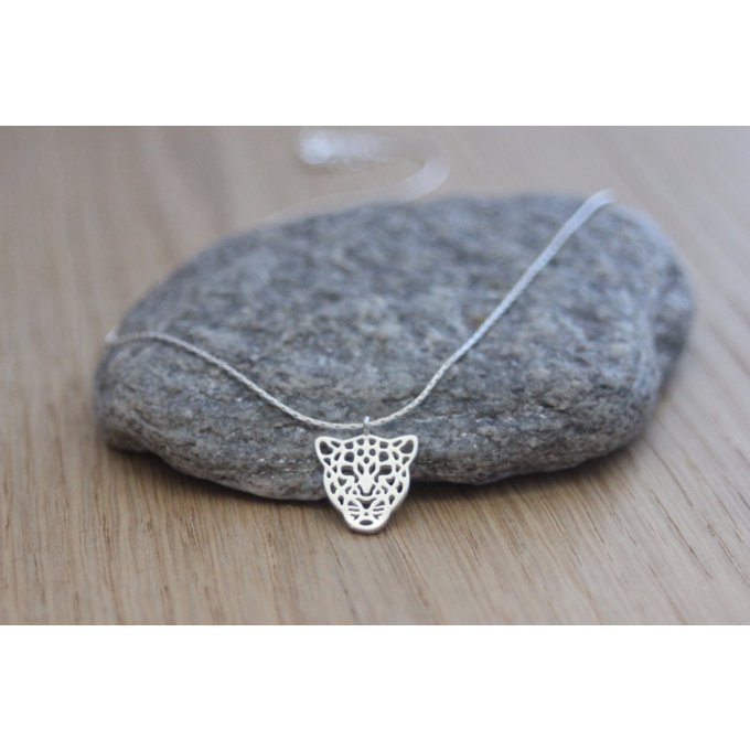 Collier en argent massif pendentif léopard