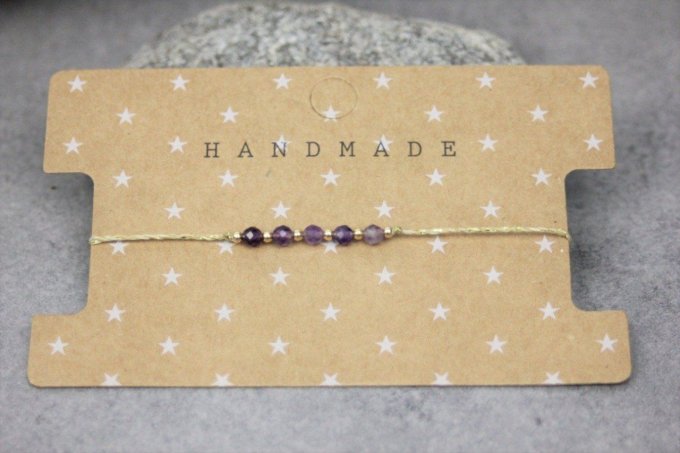 Bracelet cordon perles améthyste et or gold filled