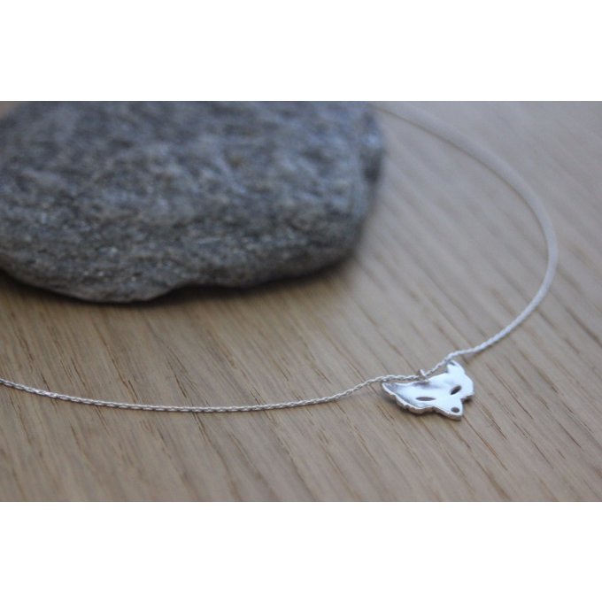 Collier en argent massif pendentif renard