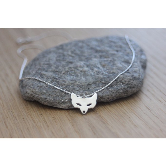 Collier en argent massif pendentif renard