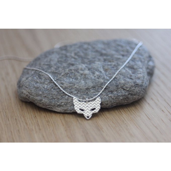 Collier en argent massif pendentif renard