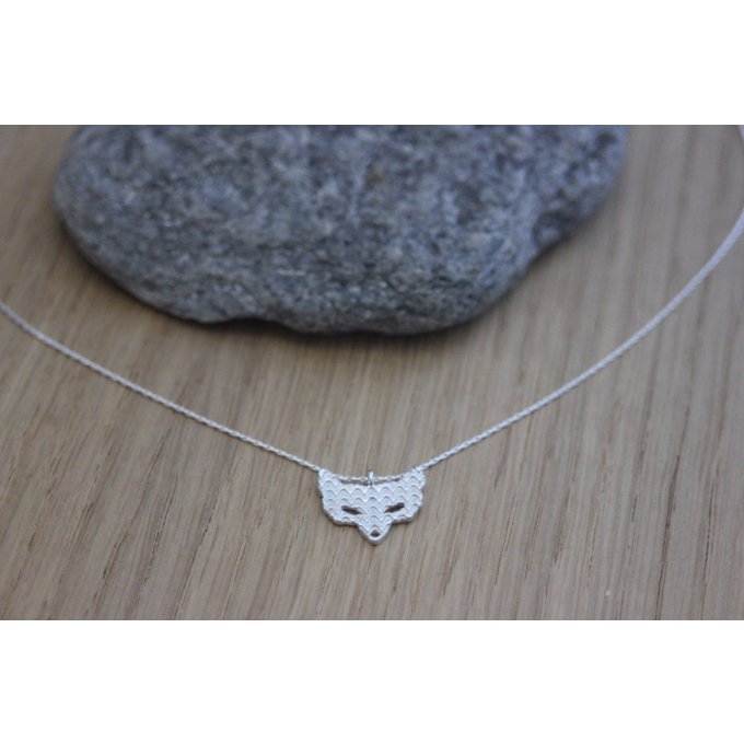 Collier en argent massif pendentif renard