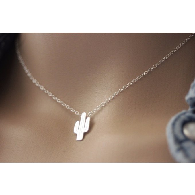 collier cactus argent