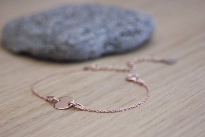 Bracelet or rose médaille ronde à graver