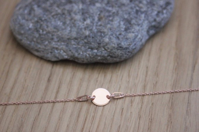 Bracelet or rose médaille ronde à graver